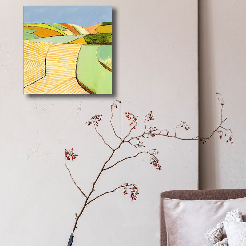Vivolux | Pop Art Farmfield Canvas Weiche Farbe Texturiertes Gemälde für Schlafzimmer, Verschiedene Größen