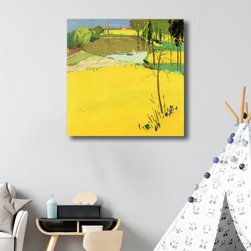 Vivolux | Pop Art Farmfield Canvas Weiche Farbe Texturiertes Gemälde für Schlafzimmer, Verschiedene Größen