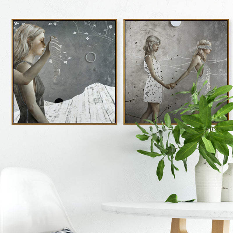 Vivolux | Surrealismus Gehende Maid Leinwand Kunstmalerei Charakter Sanfte Farbe Galerie Wanddeko