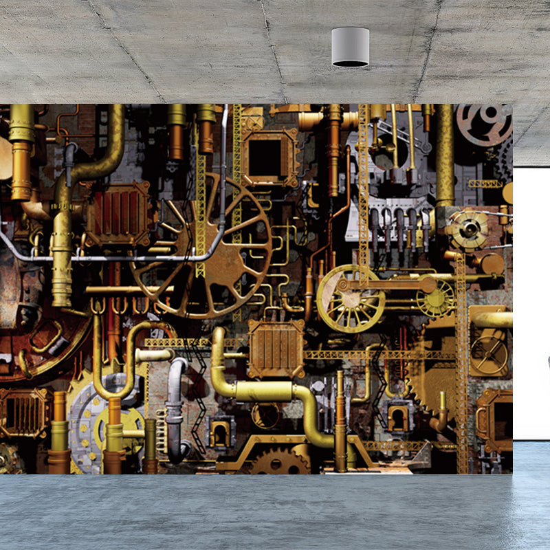 Vivolux | Donkere Kleur Steampunk Behang Volledige Maat Metaal Effect Wanddecoratie voor Thuisinterieur