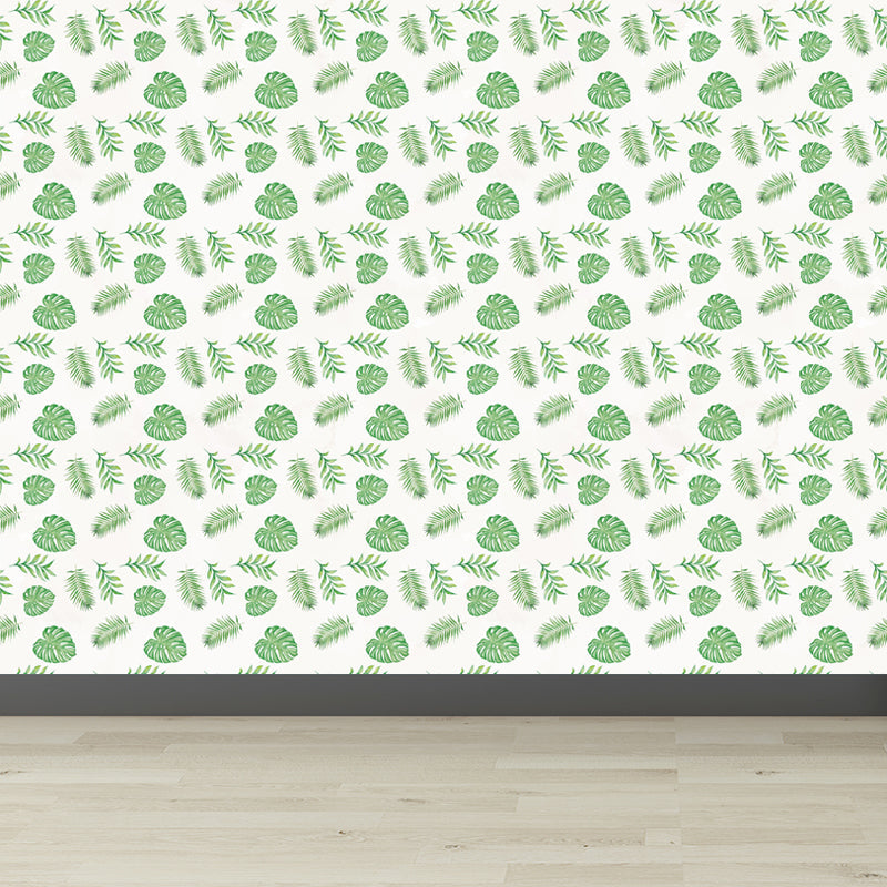Vivolux | Tropische Bladeren Patroon Muurverf Non-woven Textuur Vlekbestendig Zachte Kleur Wandkunst voor Slaapkamer