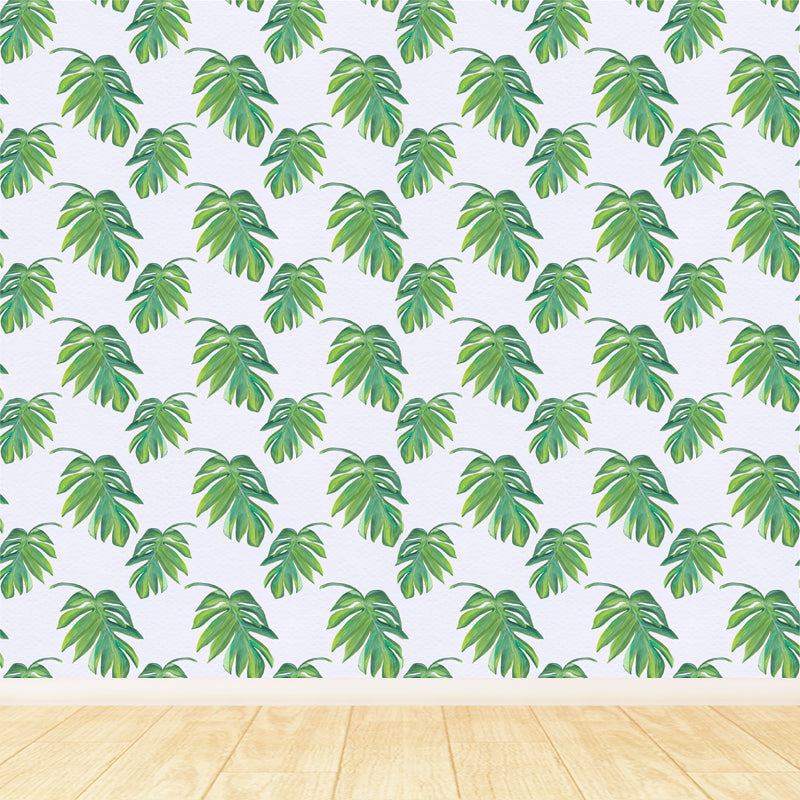 Vivolux | Tropische Bladeren Patroon Muurverf Non-woven Textuur Vlekbestendig Zachte Kleur Wandkunst voor Slaapkamer