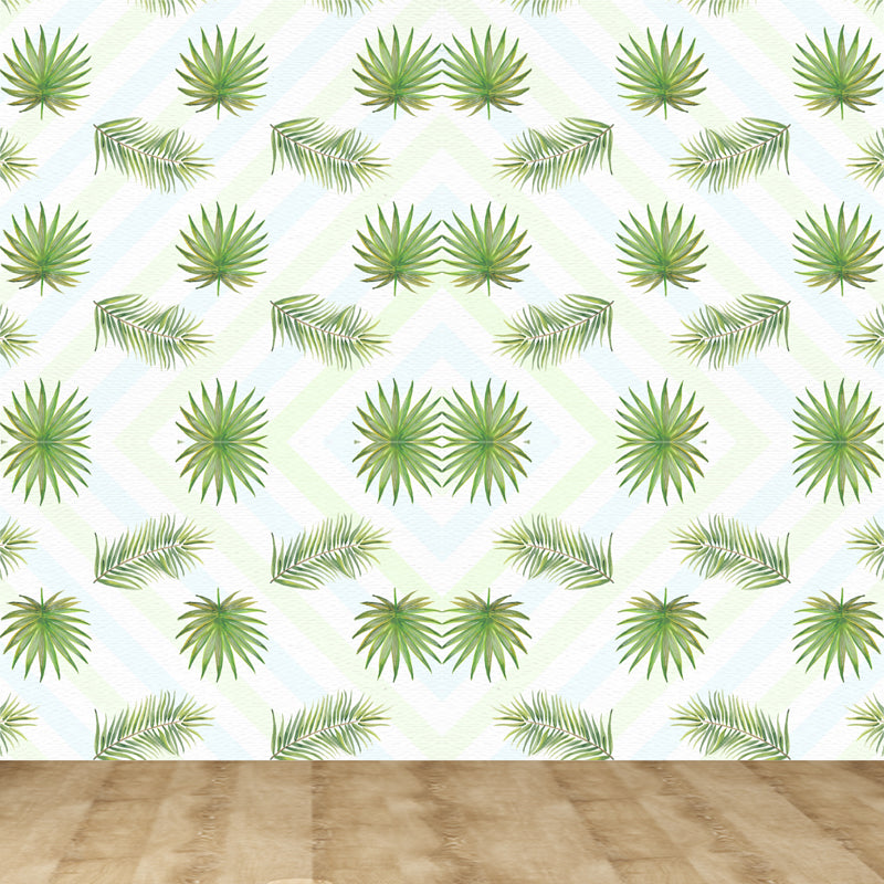 Vivolux | Tropische Bladeren Patroon Muurverf Non-woven Textuur Vlekbestendig Zachte Kleur Wandkunst voor Slaapkamer