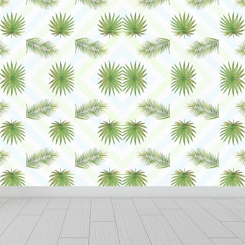 Vivolux | Tropische Bladeren Patroon Muurverf Non-woven Textuur Vlekbestendig Zachte Kleur Wandkunst voor Slaapkamer