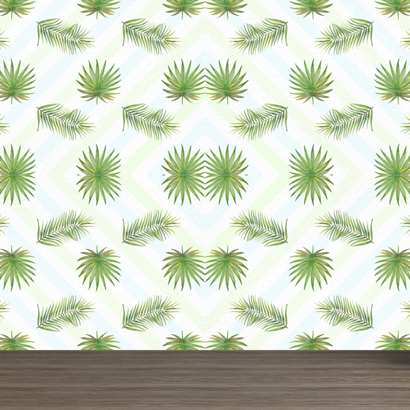 Vivolux | Tropische Bladeren Patroon Muurverf Non-woven Textuur Vlekbestendig Zachte Kleur Wandkunst voor Slaapkamer