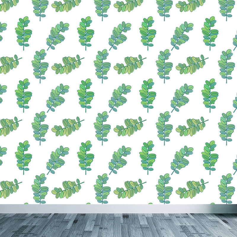 Vivolux | Tropische Bladeren Patroon Muurverf Non-woven Textuur Vlekbestendig Zachte Kleur Wandkunst voor Slaapkamer
