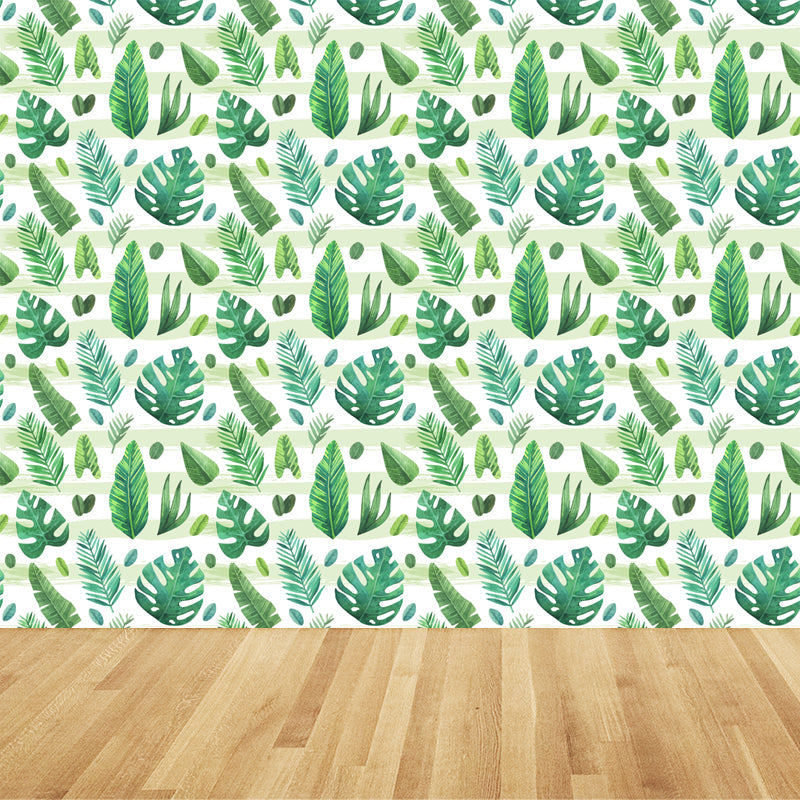 Vivolux | Tropische Bladeren Patroon Muurverf Non-woven Textuur Vlekbestendig Zachte Kleur Wandkunst voor Slaapkamer