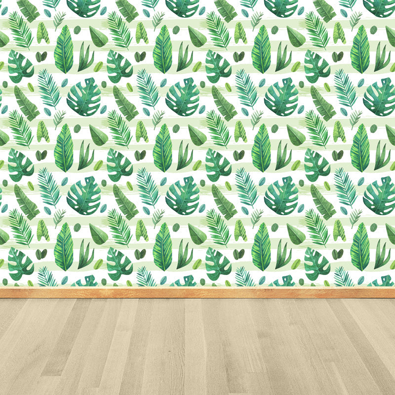 Vivolux | Tropische Bladeren Patroon Muurverf Non-woven Textuur Vlekbestendig Zachte Kleur Wandkunst voor Slaapkamer