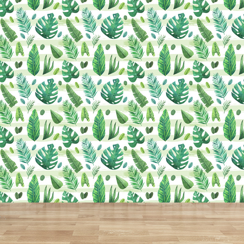 Vivolux | Tropische Bladeren Patroon Muurverf Non-woven Textuur Vlekbestendig Zachte Kleur Wandkunst voor Slaapkamer