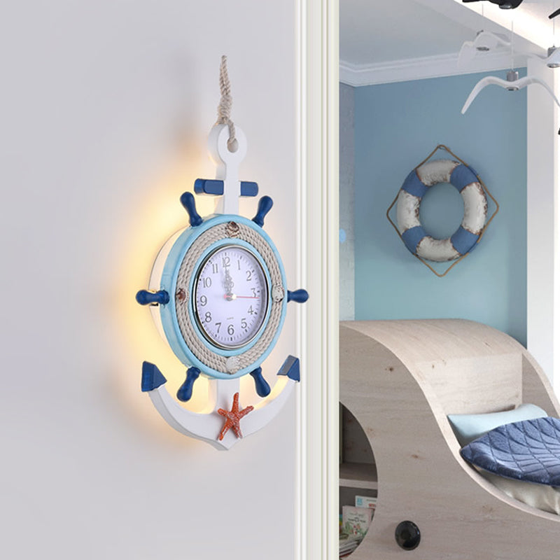 Vivolux | Rudder Wandverlichting Kinderen Metallic LED Blauwe Wandlamp met Klokontwerp, Warm/Wit Licht