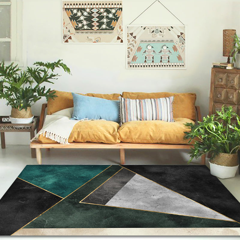 Vivolux | Nordic Parlor Teppich Grün Geometrisches Muster Teppich Polypropylen Waschbar Rutschfest Haustierfreundlicher Teppich