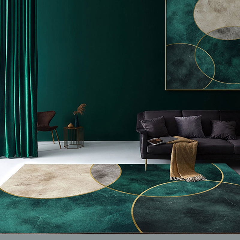 Vivolux | Nordic Parlor Teppich Grün Geometrisches Muster Teppich Polypropylen Waschbar Rutschfest Haustierfreundlicher Teppich
