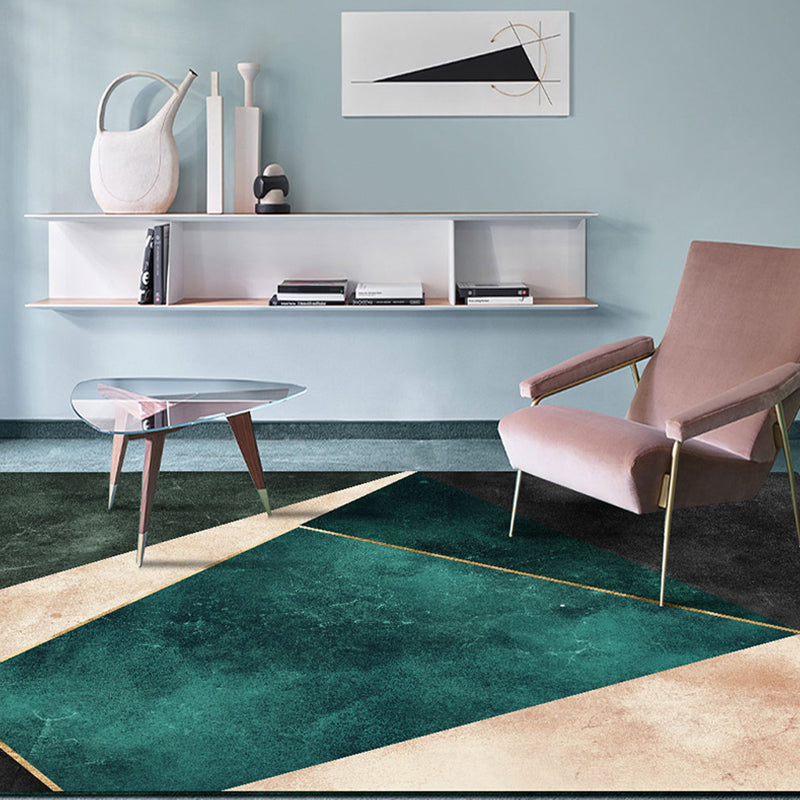 Vivolux | Nordic Parlor Teppich Grün Geometrisches Muster Teppich Polypropylen Waschbar Rutschfest Haustierfreundlicher Teppich