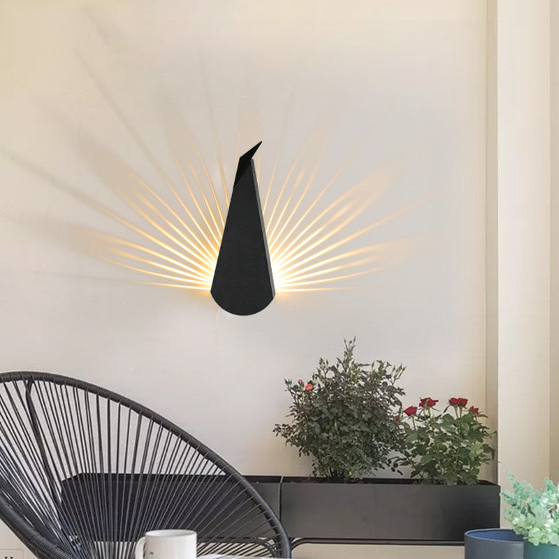 Vivolux | Pauwenvormige Wandlamp Dier Metalen Wandlamp für Wohnzimmer Esszimmer