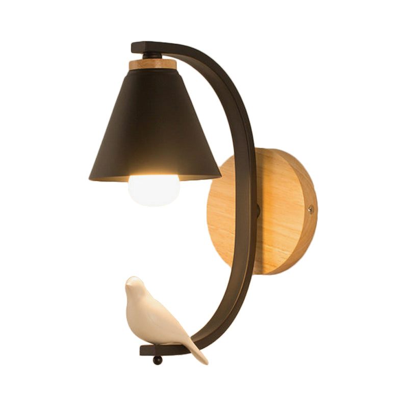 Vivolux | Nordic Style Kegelförmige Wandlampe mit Vogel 1 Kopf Metall Wandleuchte für Schlafzimmer Flur