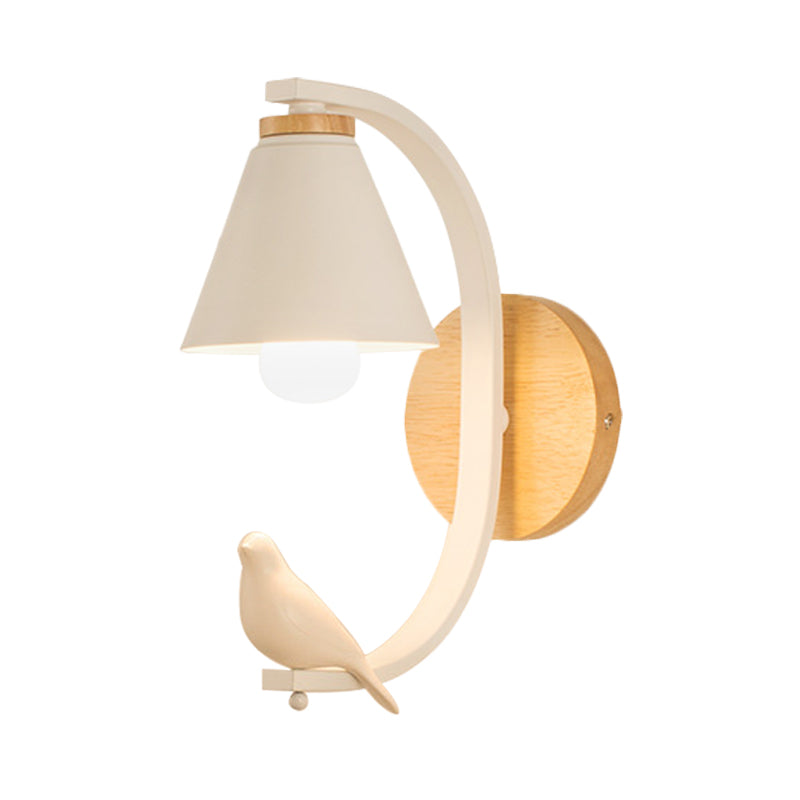 Vivolux | Nordic Style Kegelförmige Wandlampe mit Vogel 1 Kopf Metall Wandleuchte für Schlafzimmer Flur