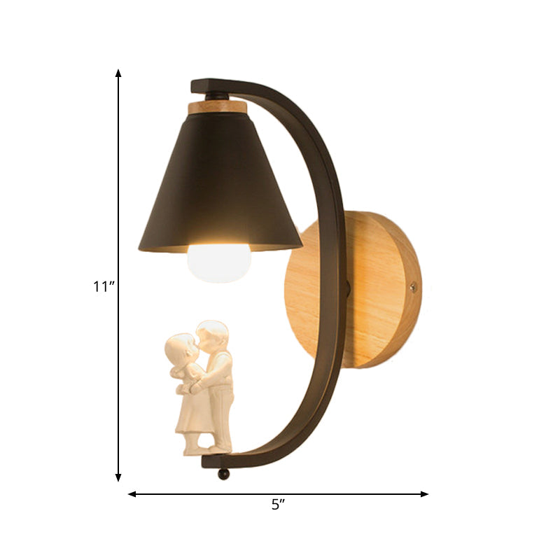 Vivolux | Romantische kegelförmige Wandleuchte mit Koppel Metall 1 Lampe Wandlicht für Studierzimmer