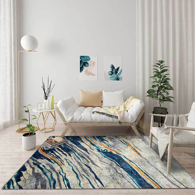 Vivolux | Ungewöhnlicher Multi-Color-Industrieteppich Polyester-Wirbel Streifenmuster Teppich Waschbar Rutschfeste Unterlage Tierfreundlicher Teppich für Zuhause