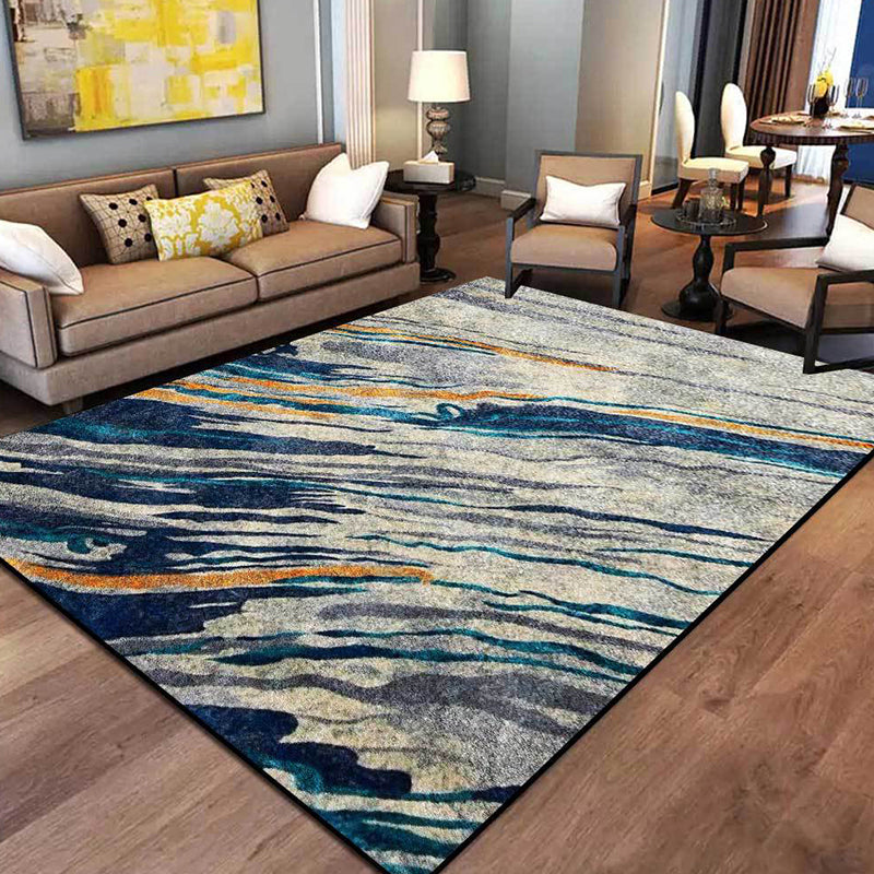Vivolux | Ungewöhnlicher Multi-Color-Industrieteppich Polyester-Wirbel Streifenmuster Teppich Waschbar Rutschfeste Unterlage Tierfreundlicher Teppich für Zuhause
