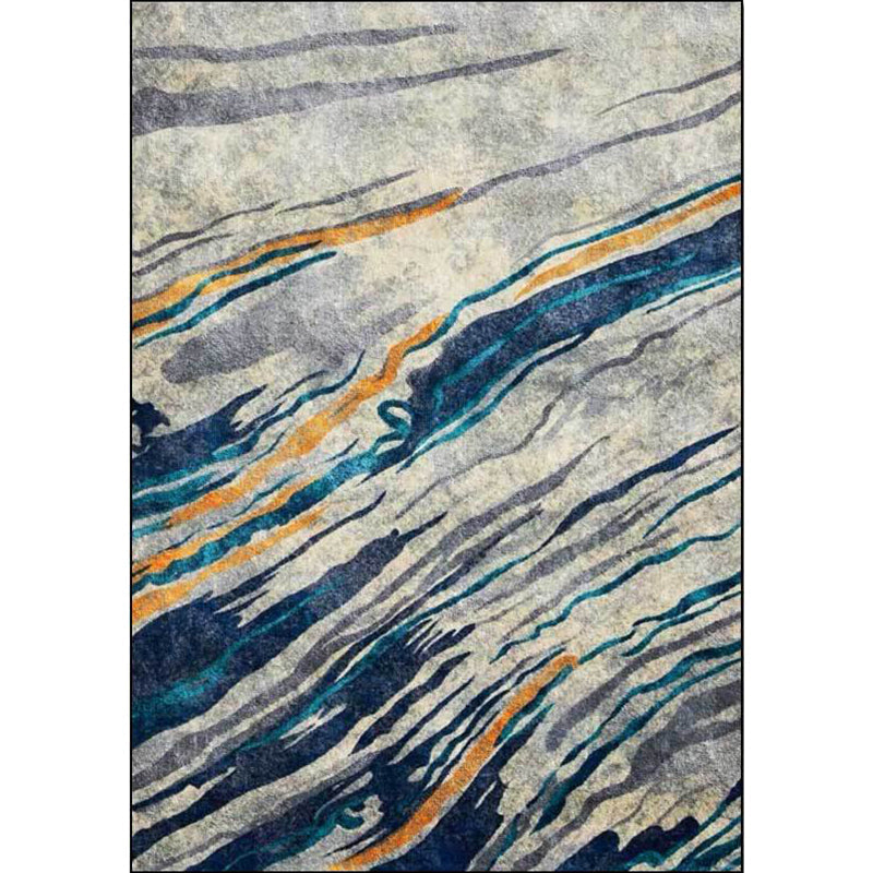 Vivolux | Ungewöhnlicher Multi-Color-Industrieteppich Polyester-Wirbel Streifenmuster Teppich Waschbar Rutschfeste Unterlage Tierfreundlicher Teppich für Zuhause