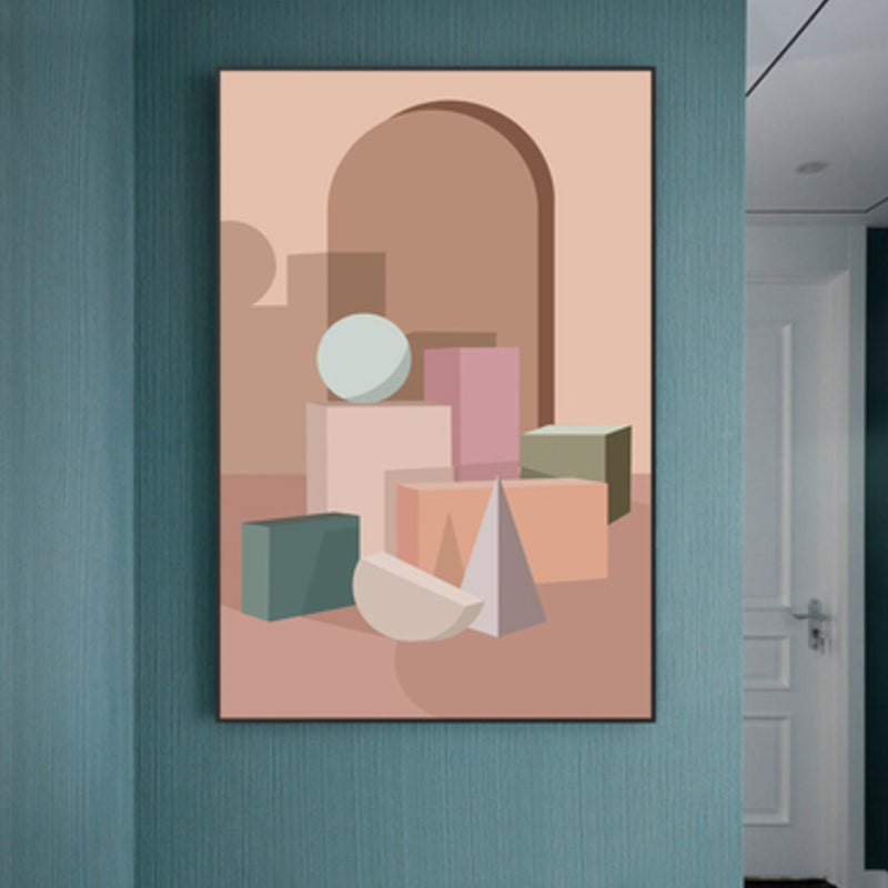 Vivolux | Nordische Architektur Geometrische Leinwand Pastellfarbig Texturiertes Wandkunst Druck für Zuhause