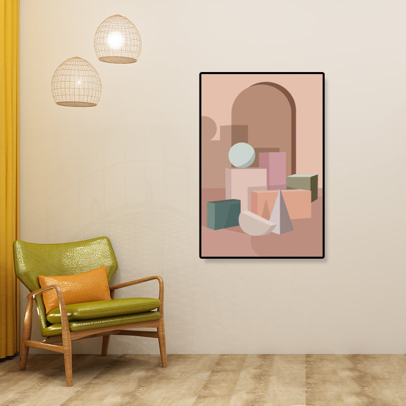 Vivolux | Nordische Architektur Geometrische Leinwand Pastellfarbig Texturiertes Wandkunst Druck für Zuhause