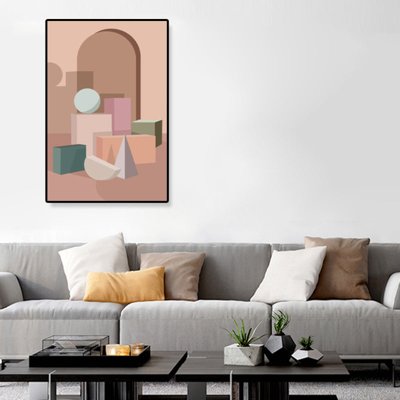 Vivolux | Nordische Architektur Geometrische Leinwand Pastellfarbig Texturiertes Wandkunst Druck für Zuhause