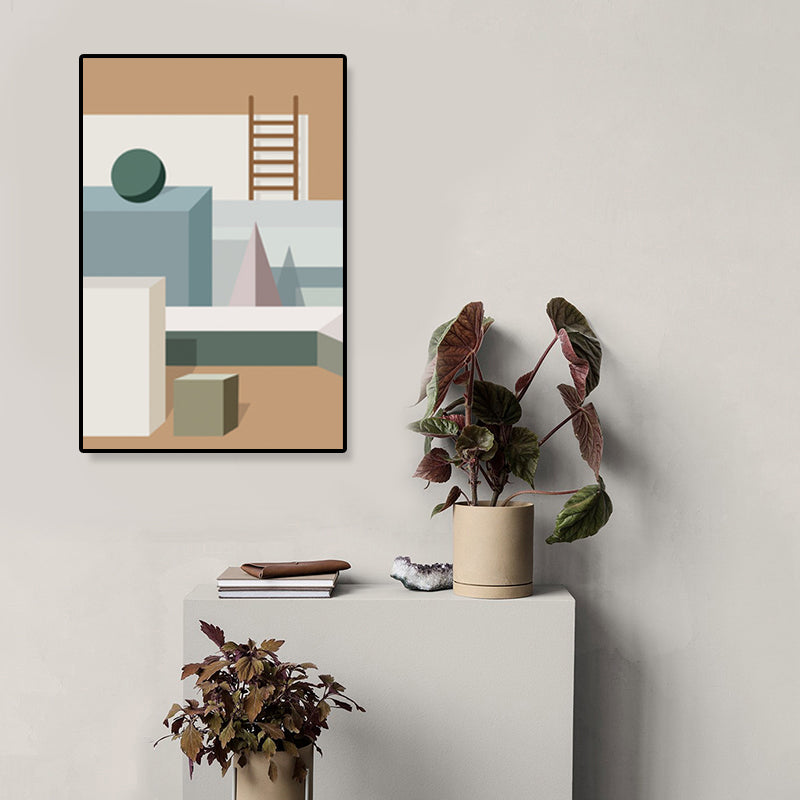 Vivolux | Nordische Architektur Geometrische Leinwand Pastellfarbig Texturiertes Wandkunst Druck für Zuhause