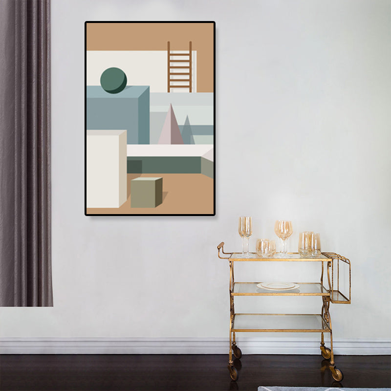 Vivolux | Nordische Architektur Geometrische Leinwand Pastellfarbig Texturiertes Wandkunst Druck für Zuhause