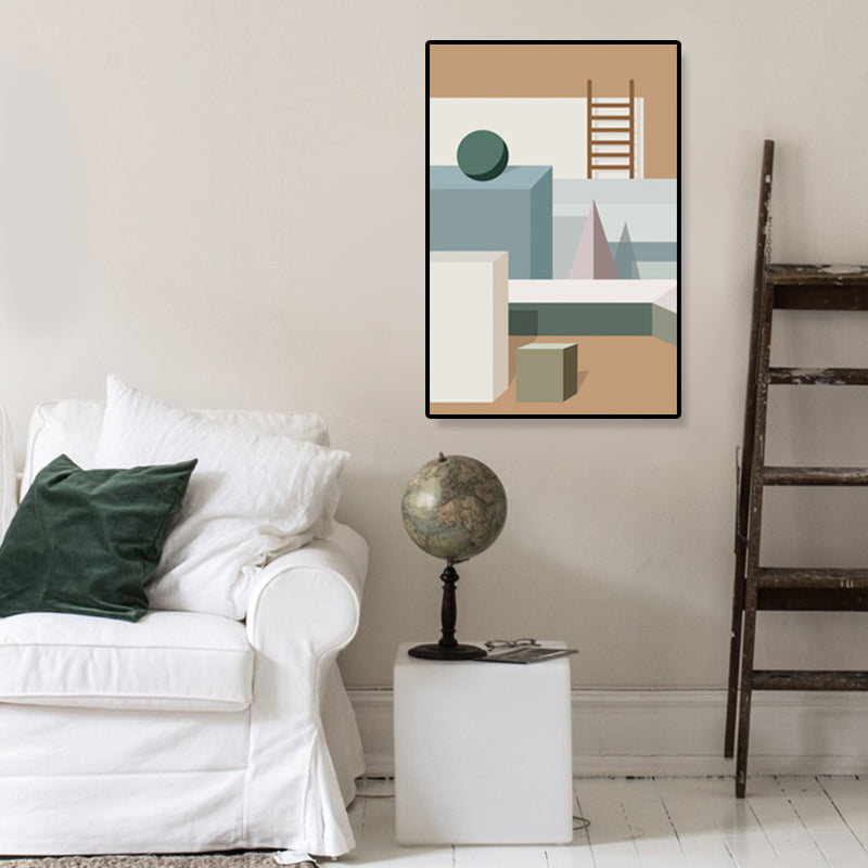 Vivolux | Nordische Architektur Geometrische Leinwand Pastellfarbig Texturiertes Wandkunst Druck für Zuhause