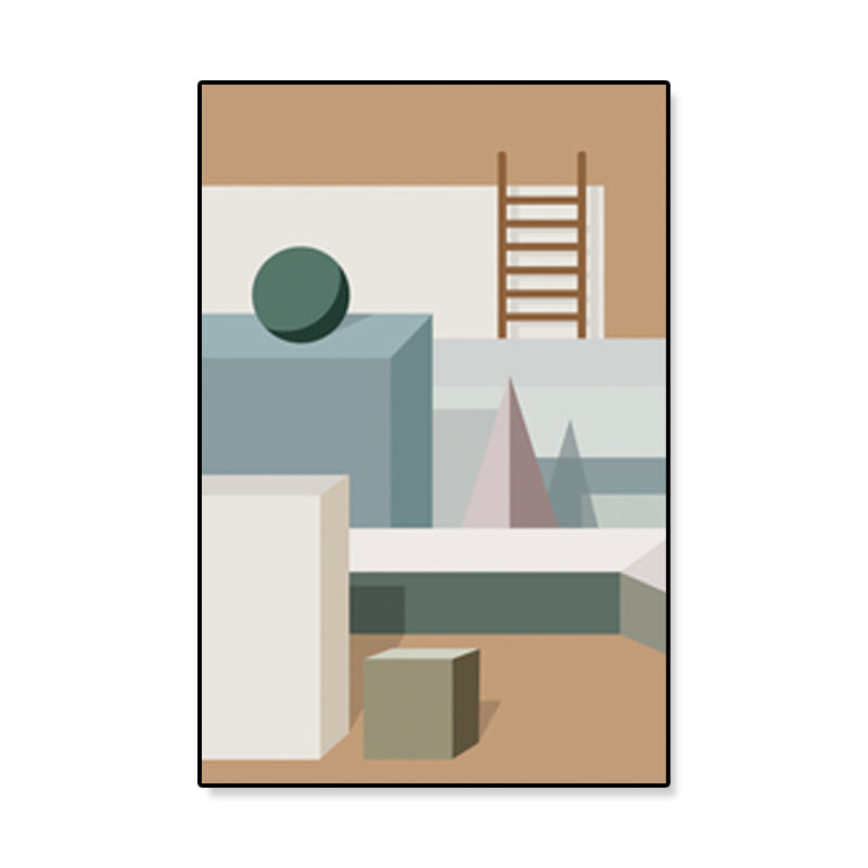 Vivolux | Nordische Architektur Geometrische Leinwand Pastellfarbig Texturiertes Wandkunst Druck für Zuhause