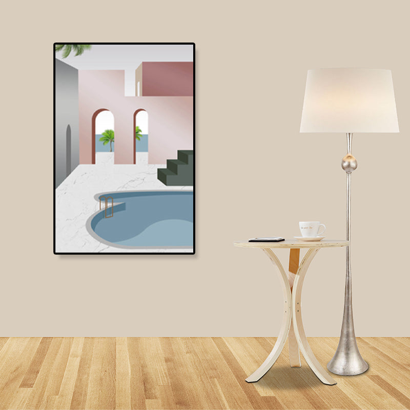 Vivolux | Nordische Architektur Geometrische Leinwand Pastellfarbig Texturiertes Wandkunst Druck für Zuhause