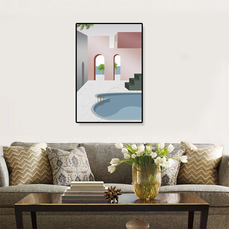 Vivolux | Nordische Architektur Geometrische Leinwand Pastellfarbig Texturiertes Wandkunst Druck für Zuhause