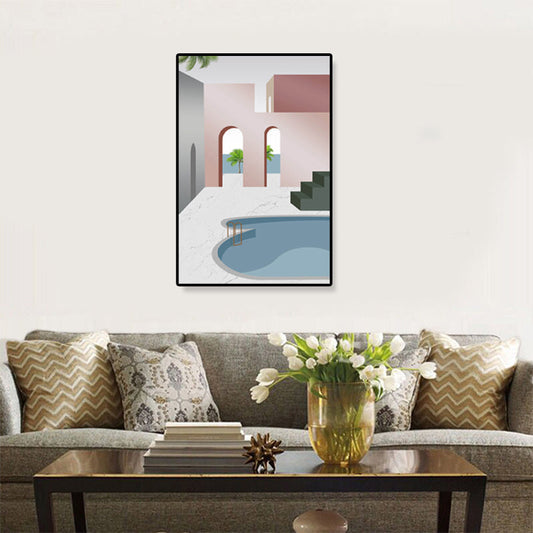Vivolux | Nordische Architektur Geometrische Leinwand Pastellfarbig Texturiertes Wandkunst Druck für Zuhause