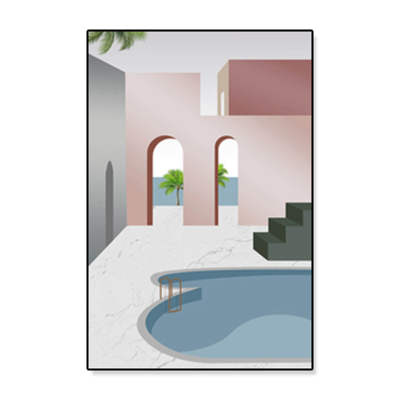 Vivolux | Nordische Architektur Geometrische Leinwand Pastellfarbig Texturiertes Wandkunst Druck für Zuhause