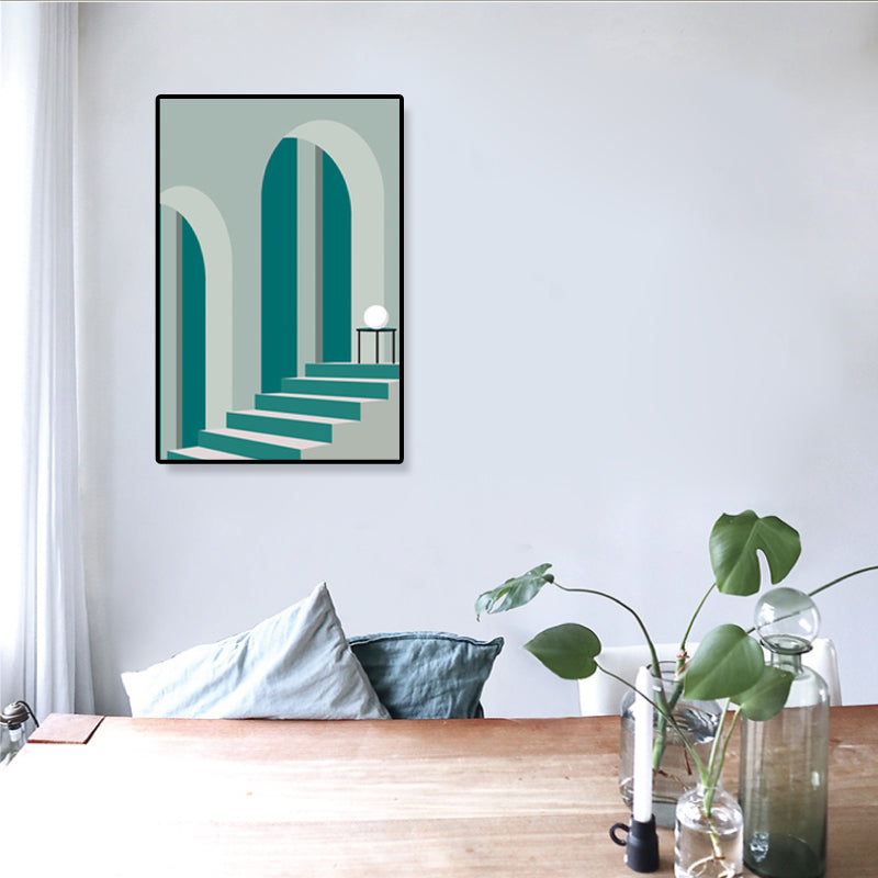 Vivolux | Nordische Architektur Geometrische Leinwand Pastellfarbig Texturiertes Wandkunst Druck für Zuhause