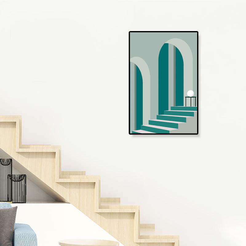 Vivolux | Nordische Architektur Geometrische Leinwand Pastellfarbig Texturiertes Wandkunst Druck für Zuhause