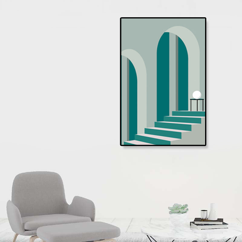 Vivolux | Nordische Architektur Geometrische Leinwand Pastellfarbig Texturiertes Wandkunst Druck für Zuhause