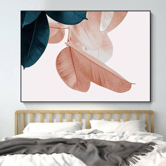 Vivolux | Nordic Illustration Blatt Wandkunst Mädchen Schlafzimmer Leinwand in Pink, Mehrere Größen Verfügbar