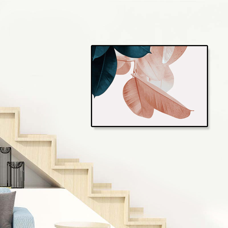 Vivolux | Nordic Illustration Blatt Wandkunst Mädchen Schlafzimmer Leinwand in Pink, Mehrere Größen Verfügbar