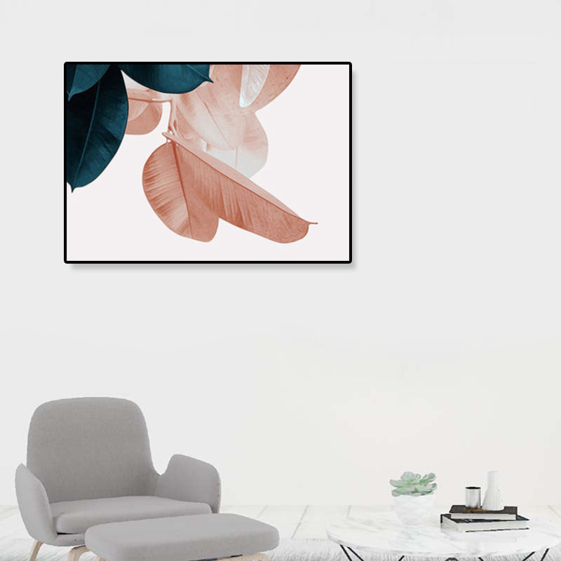 Vivolux | Nordic Illustration Blatt Wandkunst Mädchen Schlafzimmer Leinwand in Pink, Mehrere Größen Verfügbar