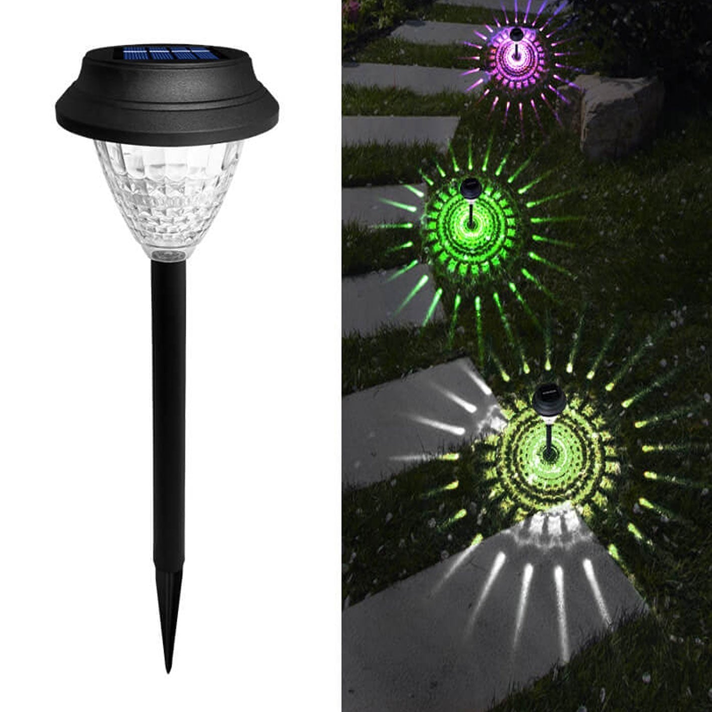 Vivolux | Solar wasserdicht kreisförmig divergente Licht Schatten Design LED Außen Garten Dekorationslicht
