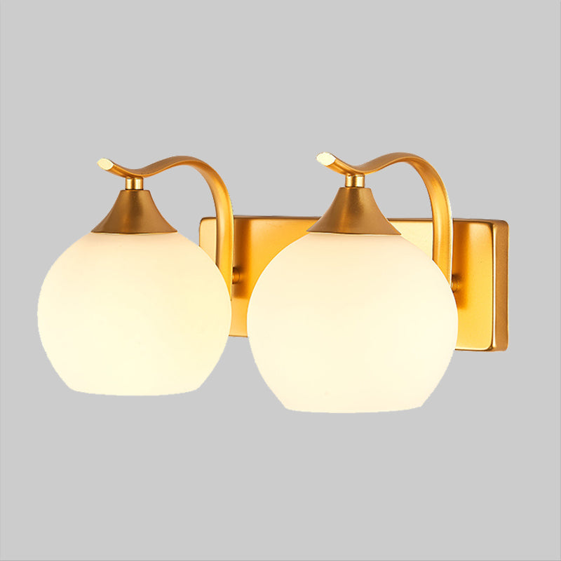 Vivolux | Sphere Wandleuchte Nachttisch Vintage Creme Glas 2-Licht Gold Wandmontage Beleuchtung