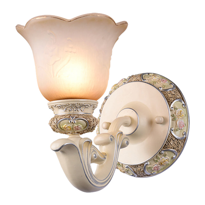 Vivolux | 1 Kopf Blumen Wandlicht Traditionelle Pink Opalin Glas Wandlampe für das Wohnzimmer