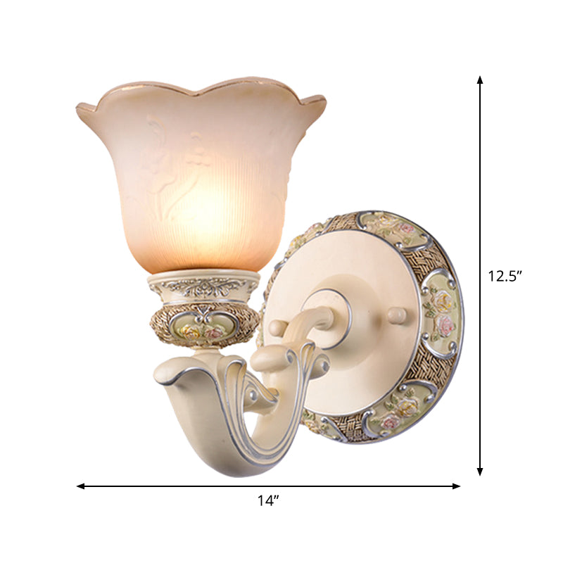 Vivolux | 1 Kopf Blumen Wandlicht Traditionelle Pink Opalin Glas Wandlampe für das Wohnzimmer