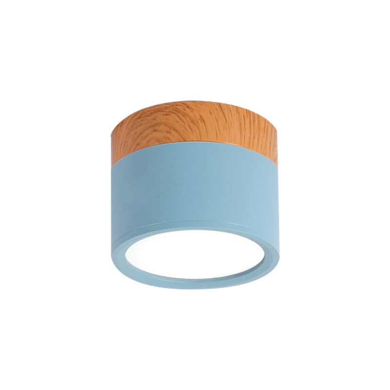 Vivolux | Moderne Macaron Deckenleuchte – Kompakte Metall/Holz Flush Mount Beleuchtung für Küche und Bar in Gelb, Blau und Schwarz
