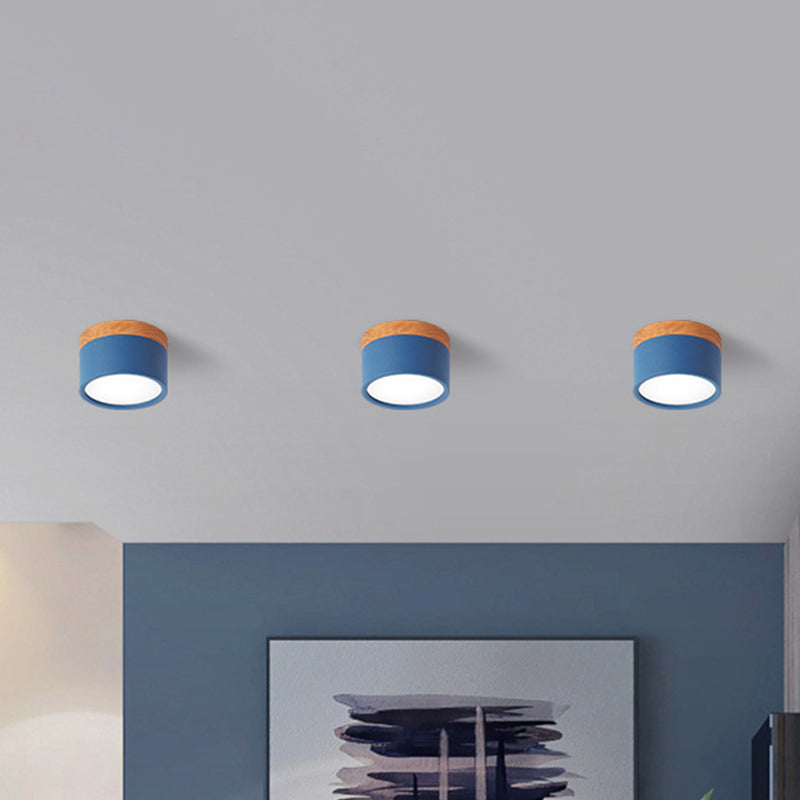Vivolux | Moderne Macaron Deckenleuchte – Kompakte Metall/Holz Flush Mount Beleuchtung für Küche und Bar in Gelb, Blau und Schwarz