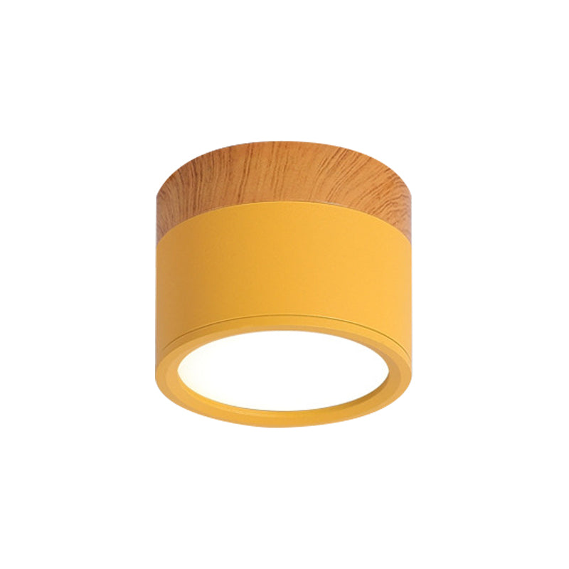 Vivolux | Moderne Macaron Deckenleuchte – Kompakte Metall/Holz Flush Mount Beleuchtung für Küche und Bar in Gelb, Blau und Schwarz