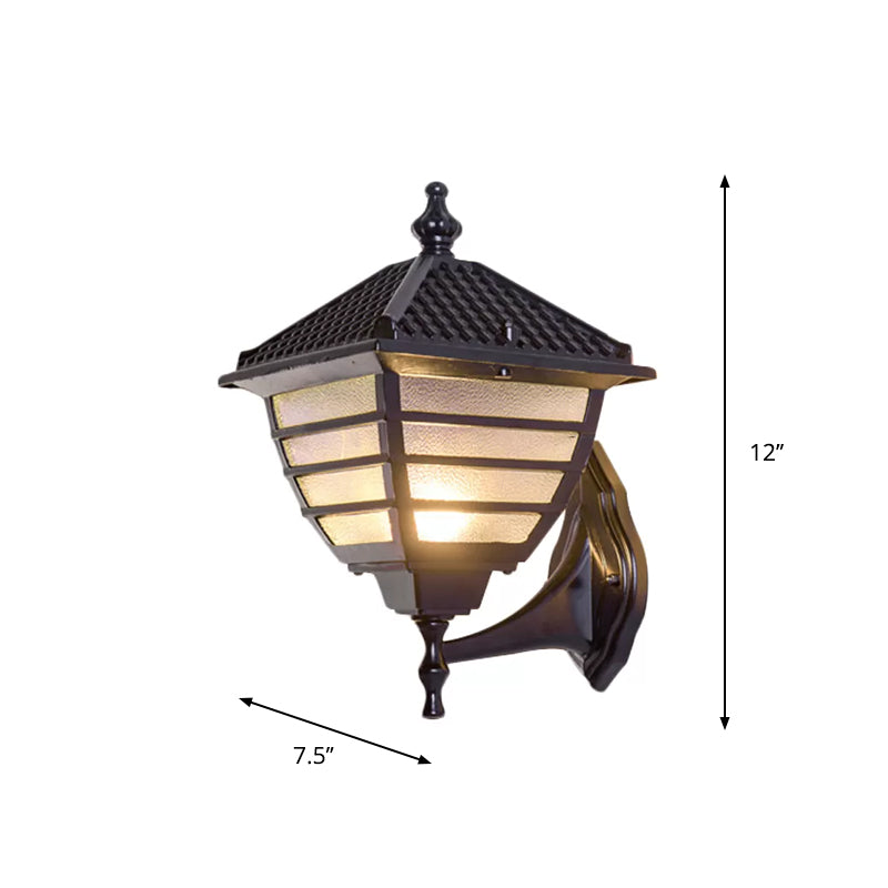 Vivolux | Rustieke Lantaarn Wandlamp Enkele Peiling Frosted Glas Wandgemonteerd Lamp in Zwart
