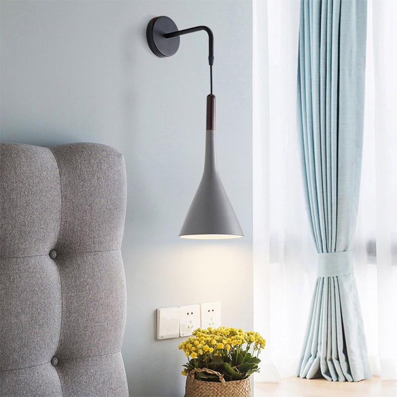 Vivolux | Trichter/Klok/Hirsch Wandleuchte Nordic Eisen Einfach Grau Wandmontierte Beleuchtungseinrichtung in Warm/Weiß Licht für Schlafzimmer